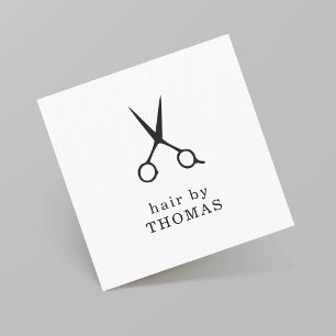Carte De Visite Carré Coiffeur Élégant Minimaliste Noir et Blanc