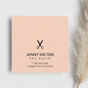 Carte De Visite Carré Coiffeur élégant simple de ciseaux de noir de rose