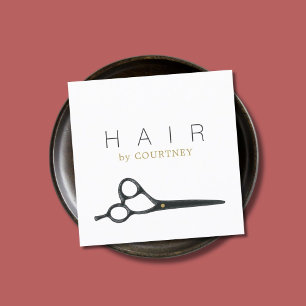 Carte De Visite Carré Coiffeur gris blanc élégant propre moderne