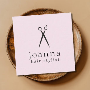 Carte De Visite Carré Coiffeur minimal de ciseaux de noir de rose de