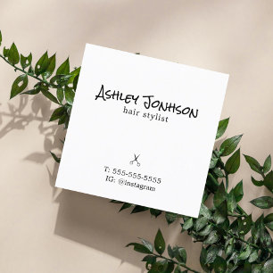 Carte De Visite Carré Coiffeur minimaliste noir blanc gris