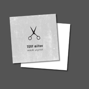 Carte De Visite Carré Coiffeur noir gris de ciseaux de texture moderne