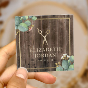 Carte De Visite Carré Coiffeuse Styliste Gold Ciseau Salon Botanique Boi