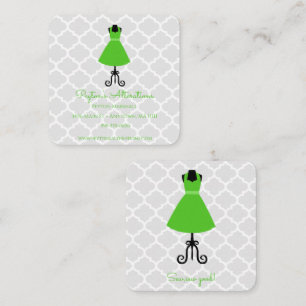 Carte De Visite Carré Coiffure Vintage verte Seamstress et altérations