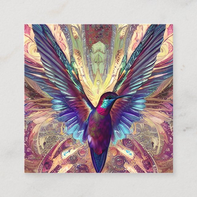 Carte De Visite Carré Colibri adorable du milieu du siècle (Devant)