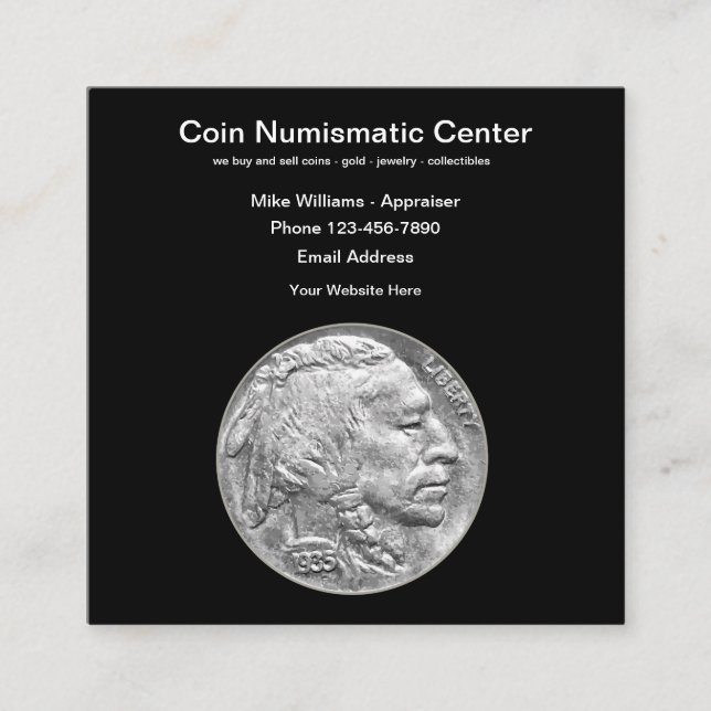 Carte De Visite Carré Collecteur de pièces numismatique (Devant)