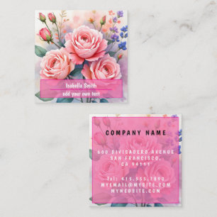 Carte De Visite Carré Collection de belles roses roses de luxe moderne