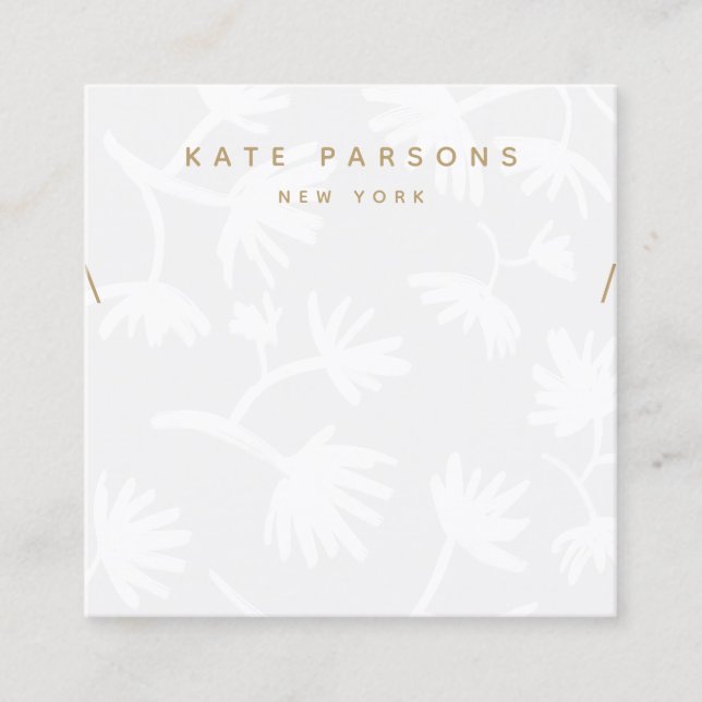 Carte De Visite Carré Collier floral gris bijouterie (Devant)