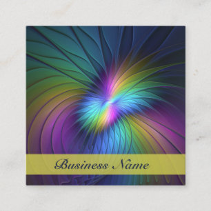 Carte De Visite Carré Coloré Avec Bleu Moderne Art Fractal Abstrait