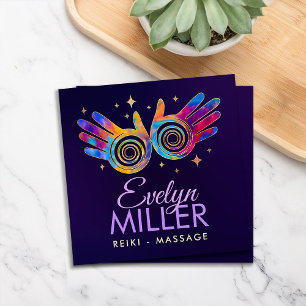 Carte De Visite Carré Coloré Healing Hands Energy Spiral