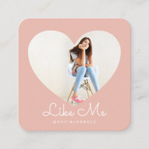 Carte De Visite Carré Comme Moi Pink Photo Heart Frame Girly Médias soci