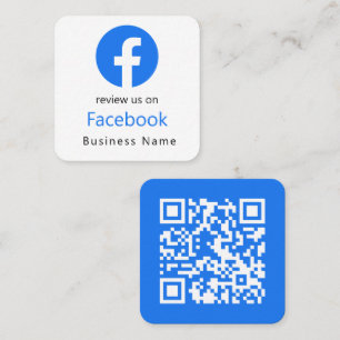 Carte De Visite Carré Commentaires Facebook   Code QR professionnel blan