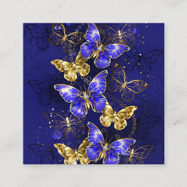 Carte De Visite Carré Composition avec papillons Sapphire (Devant)