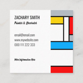 Carte De Visite Carré Composition des couleurs du style Mondrian rétro