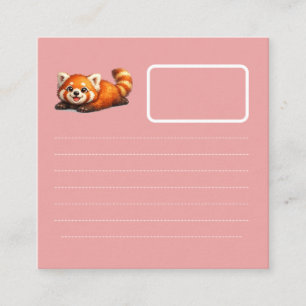 Carte De Visite Carré Conception d'animal Kawaii de Panda Rouge Mignon s