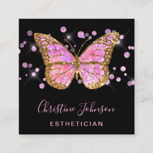 Carte De Visite Carré conception de papillon esthéticienne fausse partie