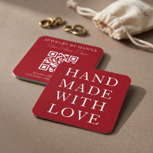 Carte De Visite Carré Conception de typographie fait main avec amour