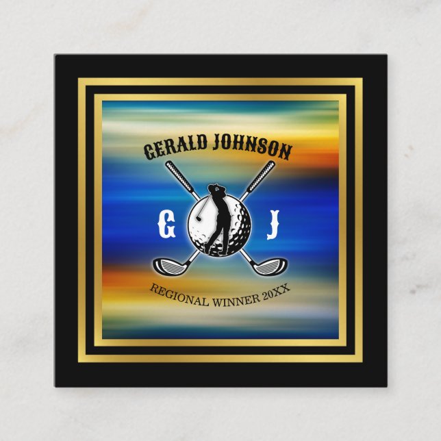 Carte De Visite Carré Conception minimaliste de monogramme de golf perso (Devant)