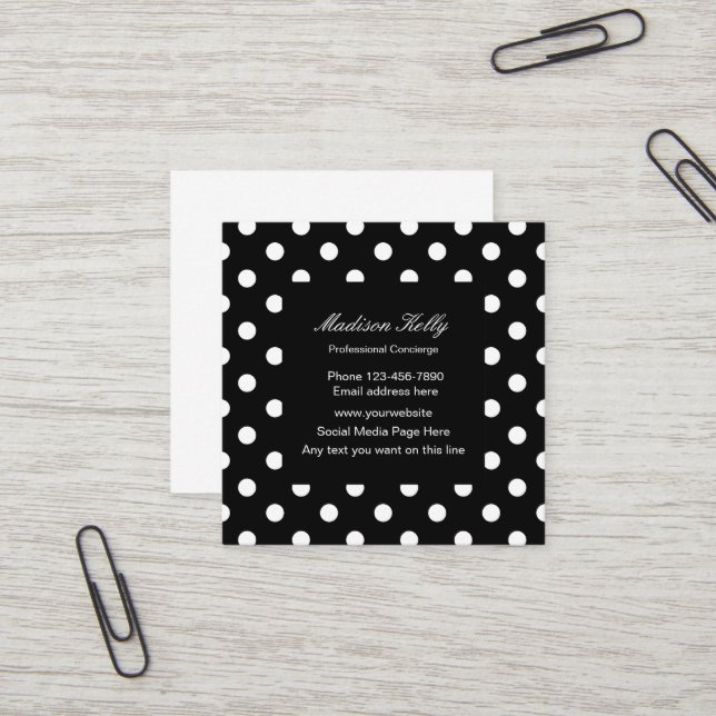 Carte De Visite Carré Concierge professionnel à la mode (Devant/Arrière en situation)