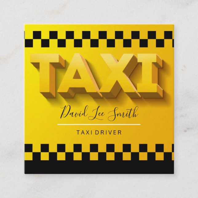 Carte De Visite Carré Conducteur de taxi / Service de taxi (Devant)