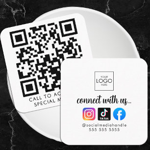 Carte De Visite Carré Connectez-vous aux médias sociaux modernes QR Code