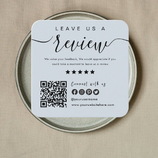 Carte De Visite Carré Connectez-vous avec nous QR Code Laissez-nous un e