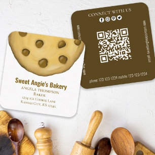 Carte De Visite Carré Connectez-vous avec nous   QR Code Simple Boulange