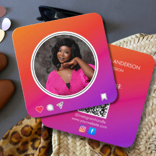 Carte De Visite Carré Connectez-vous avec nous Réseaux Sociaux Instagr