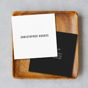 Carte De Visite Carré Conseiller blanc noir minimaliste professionnel