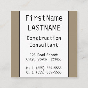 Carte De Visite Carré Conseillère en construction minimale professionnel