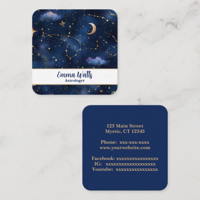 Carte De Visite Carré Constellations et étoiles (Devant / Derrière)