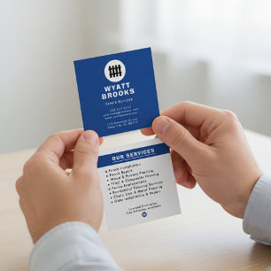 Carte De Visite Carré Constructeur de Clôtures Professionnel Bleu Nuit e