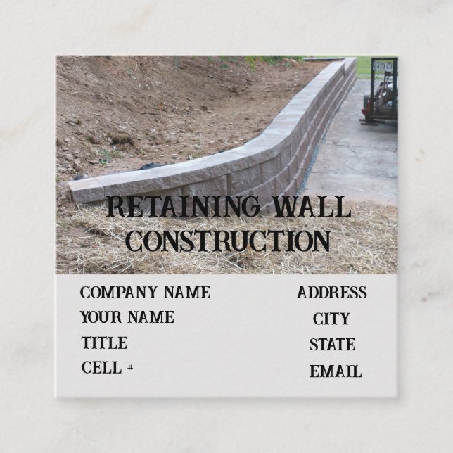 Carte De Visite Carré construction du lit de jardin construction mur sou (Devant)