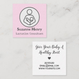 Carte De Visite Carré Consultant en lactation Allaitement Leche Baby