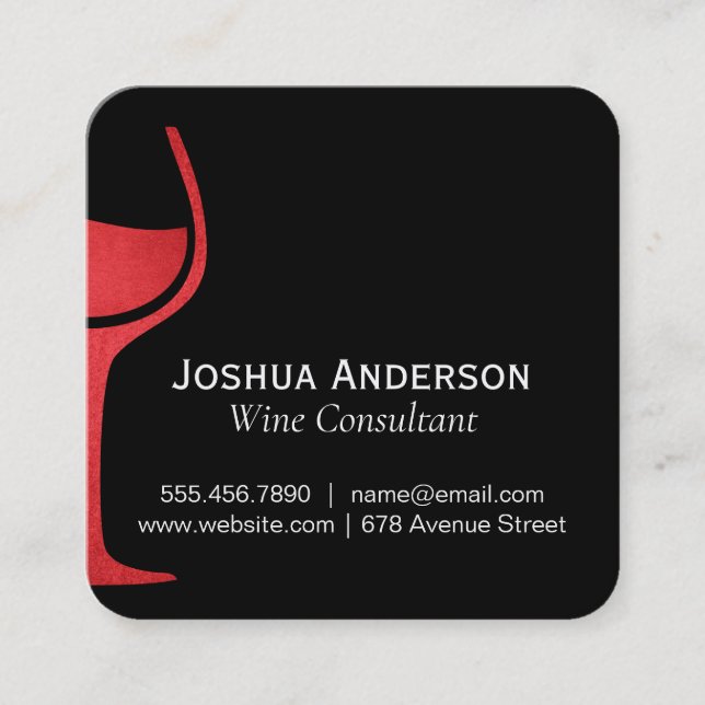 Carte De Visite Carré Consultant en vin de l'icône de vin rouge (Devant)