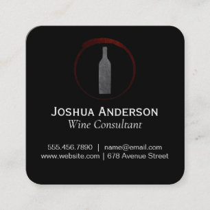 Carte De Visite Carré Consultant en vin de l'icône de vin rouge