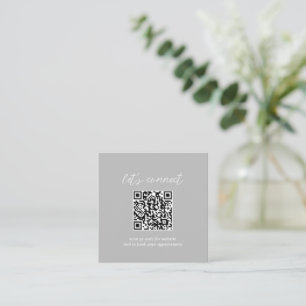 Carte De Visite Carré Contemporain minimaliste Ardoise Gris QR Code mode