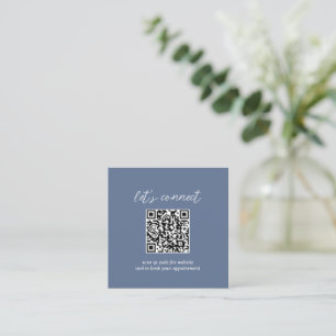 Carte De Visite Carré Contemporain minimaliste Dusty Bleu QR Code modern