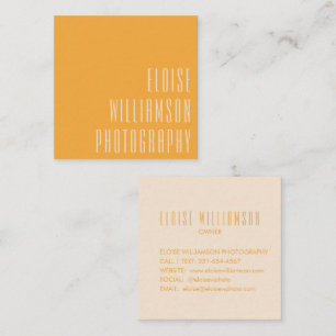 Carte De Visite Carré Contemporain Tendance Chic Typographie Gras Jaune