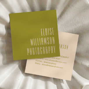 Carte De Visite Carré Contemporain Tendance Chic Typographie Gras Vert 