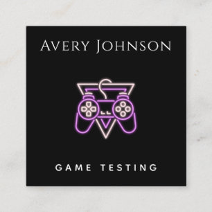 Carte De Visite Carré Contrôleur rose de test de jeu vidéo gras et minim