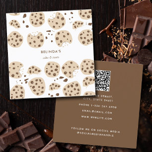 Carte De Visite Carré Cookies à chips de chocolat Baking QR Code Médias 