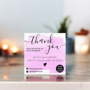 Carte De Visite Carré Cool brushstroke aquarelle violet commander merci