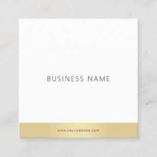 Carte De Visite Carré Cool élégant blanc d'or minimaliste moderne de