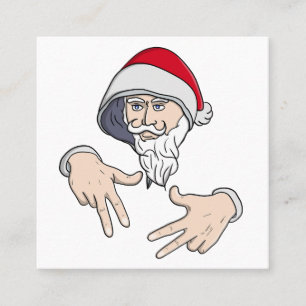 Carte De Visite Carré Cool Gangsta Hip hop Rap de la main Père Noël
