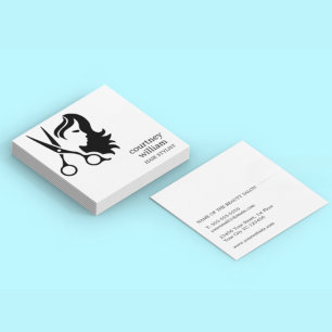 Carte De Visite Carré Cool moderne Simple Black White Hair Stlist