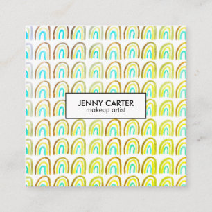 Carte De Visite Carré Cool Motif Rainbows de couleur d'eau pâle simple