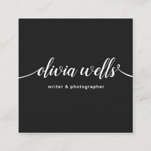Carte De Visite Carré Cool noir manuscrit Carré de calligraphie de scrip