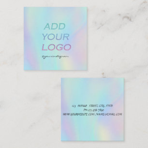 Carte De Visite Carré Cool Rainbow Holographic Ajouter votre logo
