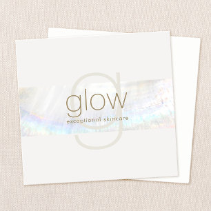 Carte De Visite Carré Coquillage de monogramme moderne blanc